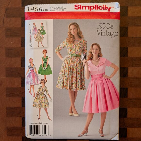 Simplicity 1459 - Uncut - 1950s Vintage - Sizes 16-24 - Day Dress - Picture 1 of 2